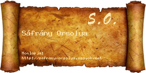 Sáfrány Orsolya névjegykártya